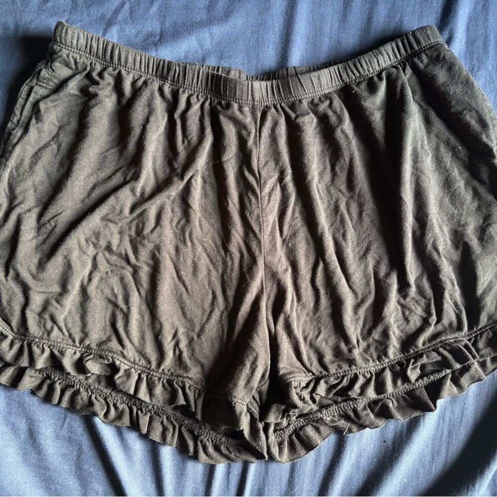 Women's Athletic Ruffled Shorts - Black
